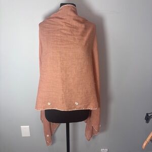 Peach Rose Shawl Scarf Wrap Pearl Embellished Beaded Trim Fashion Accessory